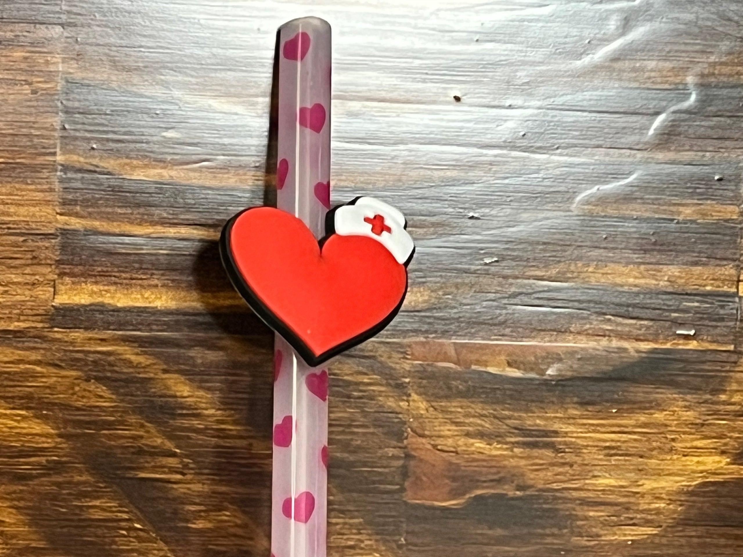 Red Heart Straw Toppers